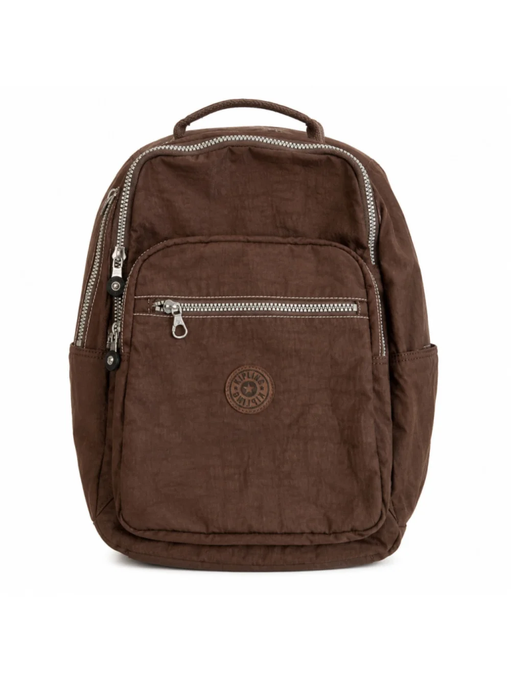 Kipling Brown Nylon Multi Pocket Backpack Travel 15” Laptop Bag